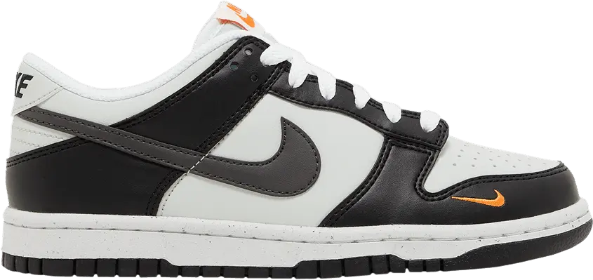  Nike Dunk Low Black Bright Mandarin Mini Swoosh (GS)