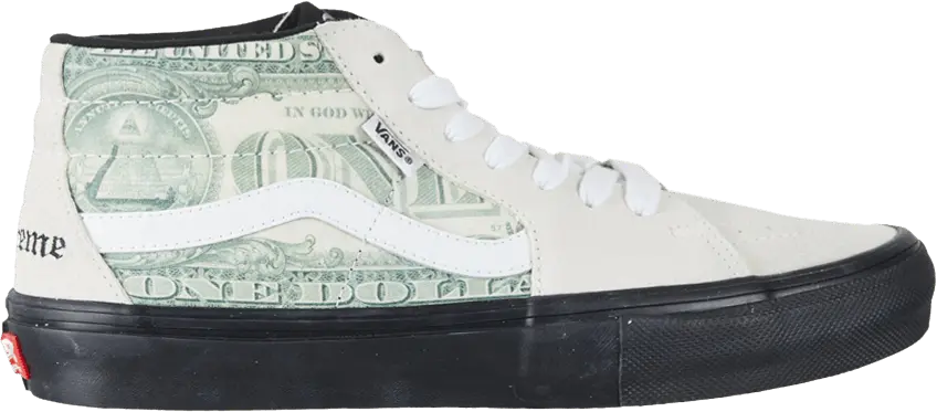  Vans Supreme x Skate Grosso Mid &#039;Dollar Bill - White&#039;