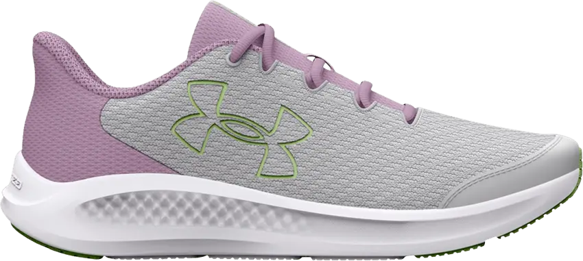  Under Armour Charged Pursuit 3 GS &#039;Big Logo - Halo Grey Fresh Orchid&#039;