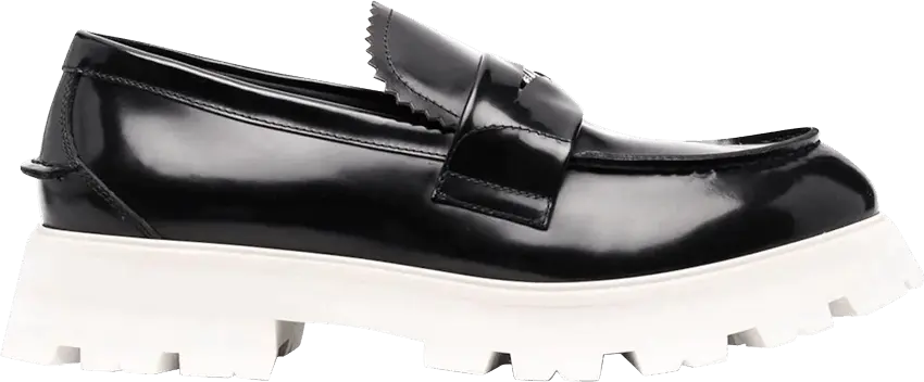  Alexander Mcqueen Alexander McQueen Contrast Sole Leather Penny Loafers &#039;Black White&#039;