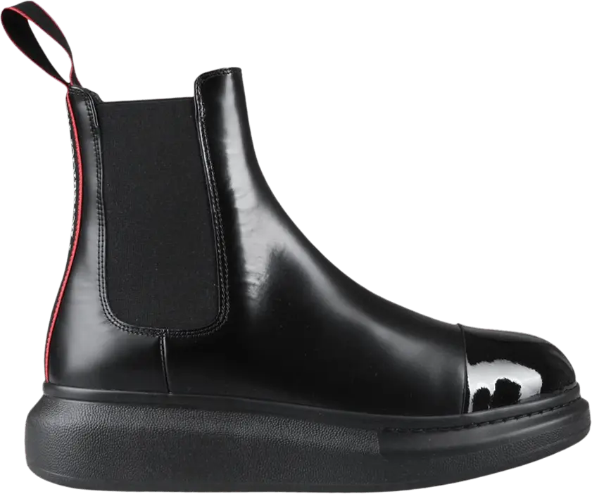  Alexander Mcqueen Alexander McQueen Hybrid Chelsea Boot &#039;Black Red Patent Toe&#039;