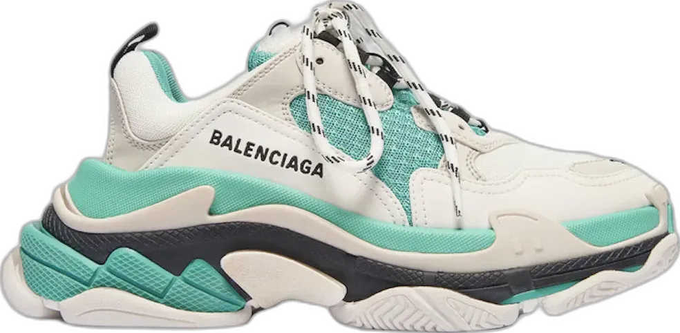  Balenciaga Balencaiga Triple S White Grey Turquoise (Women&#039;s)