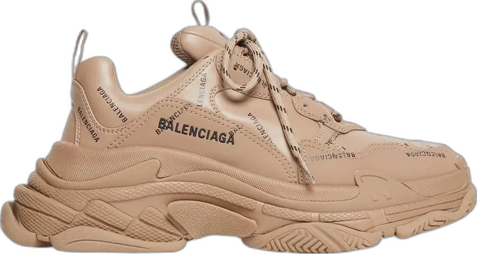  Balenciaga All Over Logo Triple S Beige