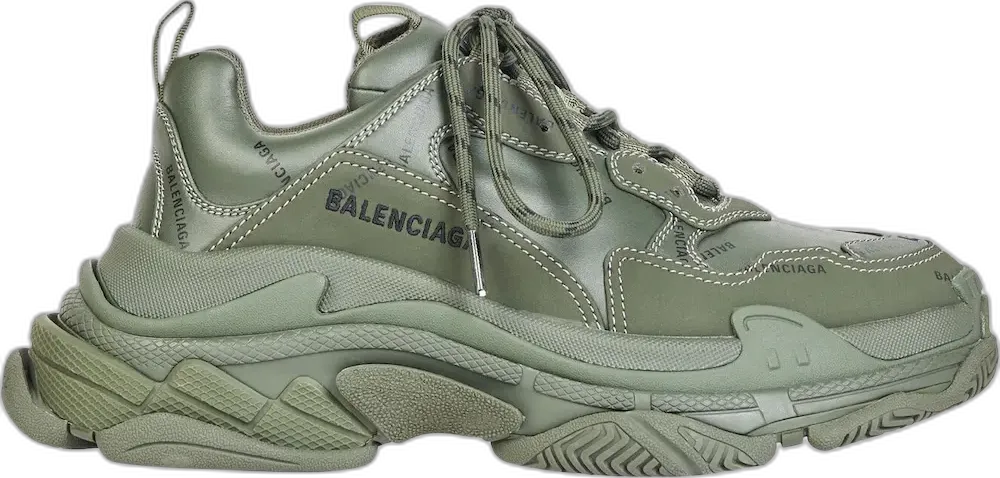  Balenciaga All Over Logo Triple S Green Black