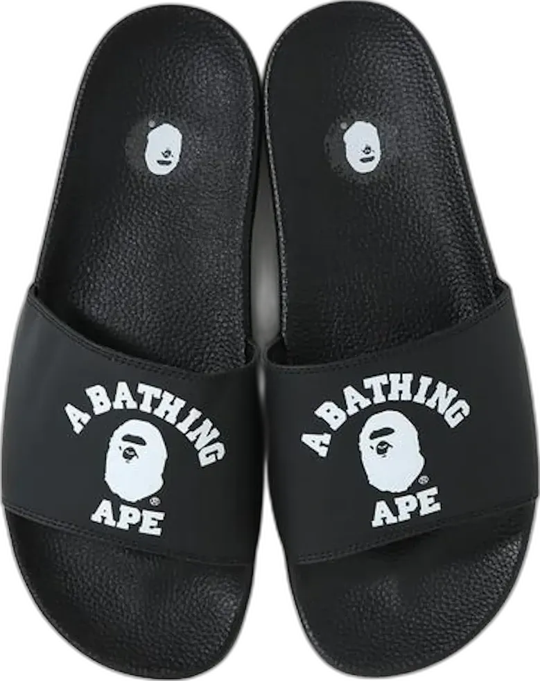  A Bathing Ape Bape Slide SS19 College Logo Black
