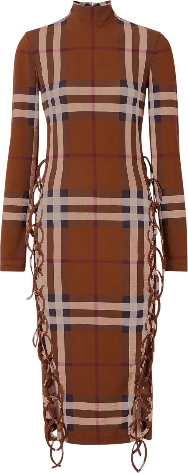  Burberry Check Stretch Side-Tie Dress &#039;Dark Birch Brown&#039;