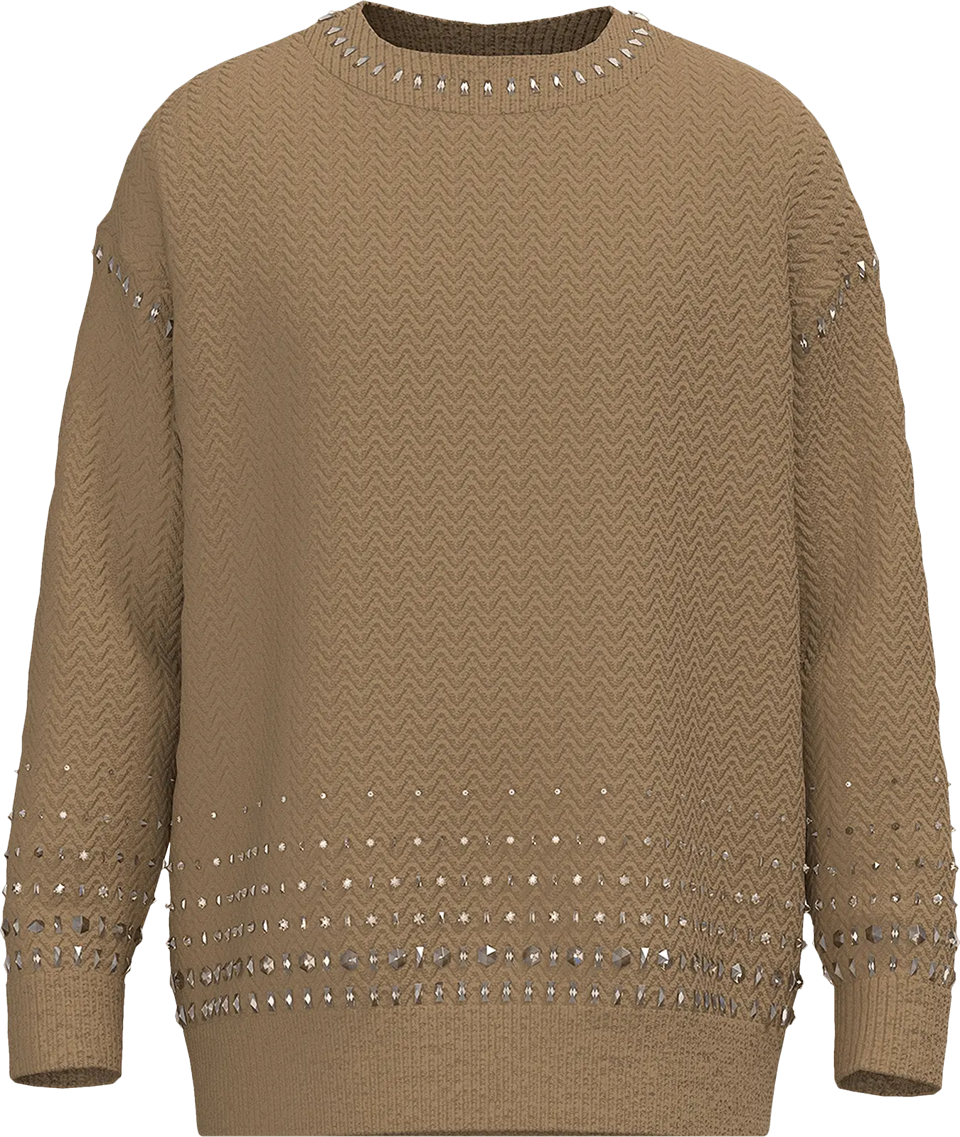  Burberry Crystal-Embellished Cable Knit Sweater &#039;Camel&#039;