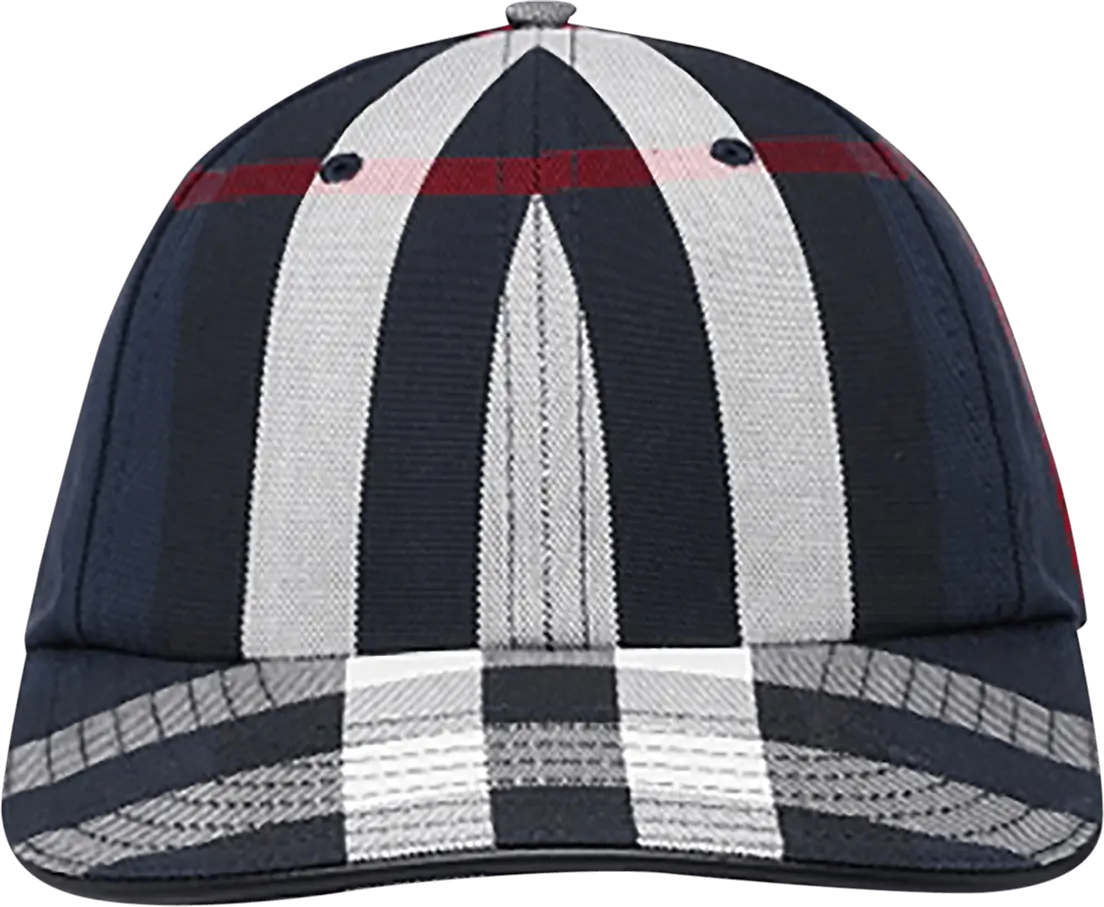  Burberry Logo Detail Check Baseball Cap &#039;Navy&#039;