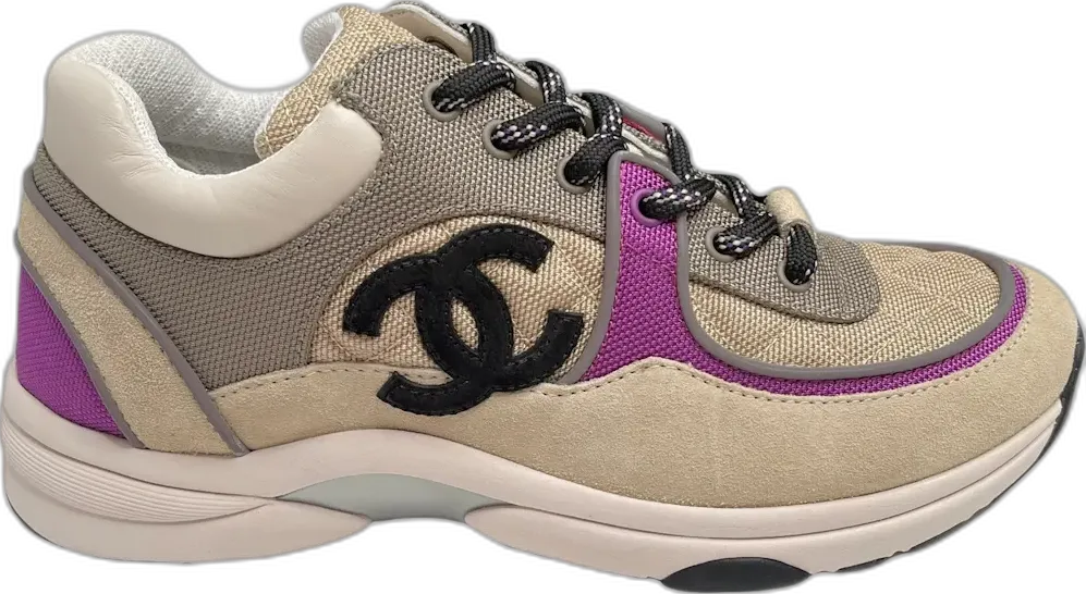  Chanel Low Top Trainer Beige Purple