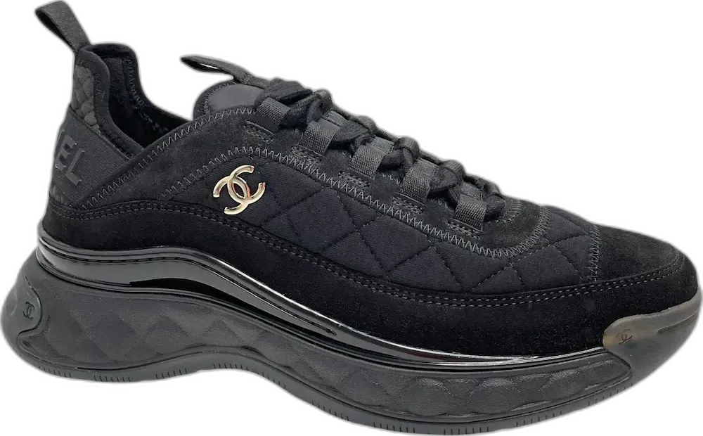 Chanel Low Top Trainer Black Suede