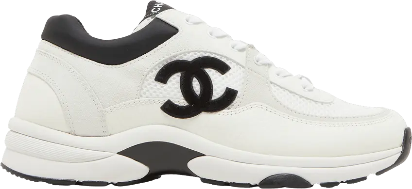  Chanel Low Top Trainer Suede White Black (Women&#039;s)