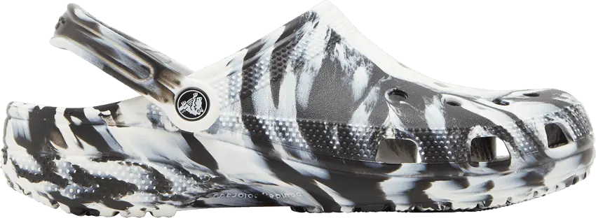  Crocs Classic Marbled Clog &#039;White Black&#039;