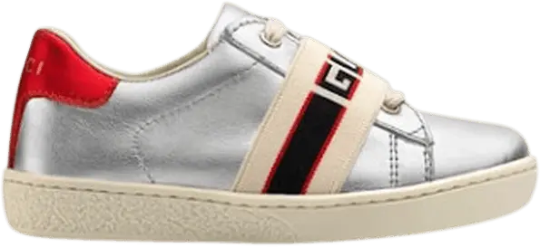  Gucci Ace Elastic Web Toddler &#039;Silver Red&#039;