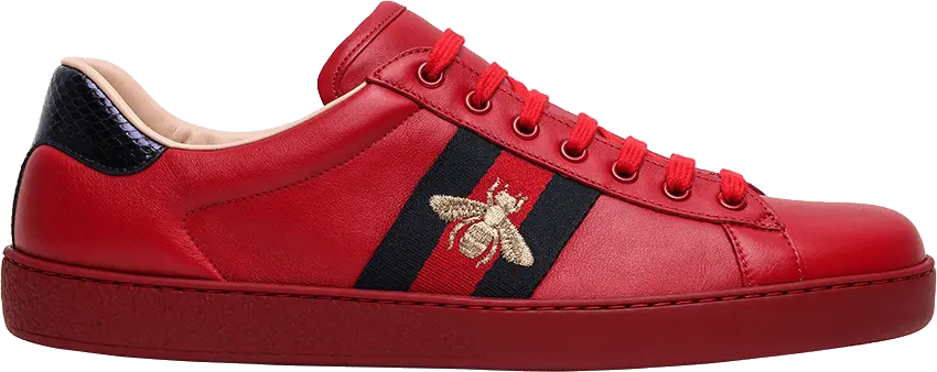  Gucci Ace Embroidered &#039;Red Bee&#039;