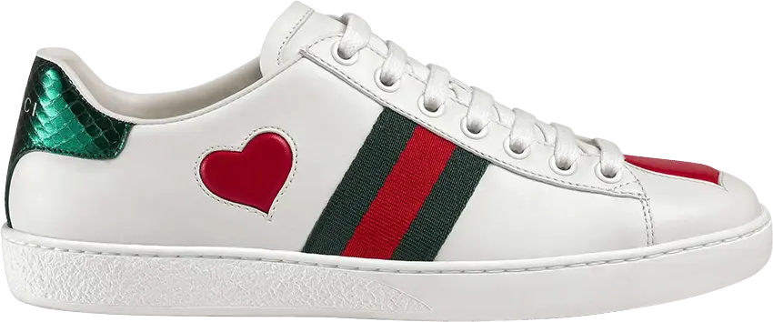  Gucci Ace Embroidered Hearts (Women&#039;s)