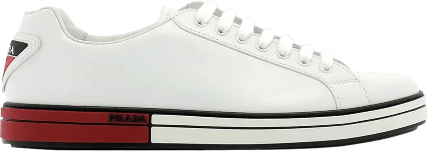  Prada Badge Leather &#039;White Red&#039;