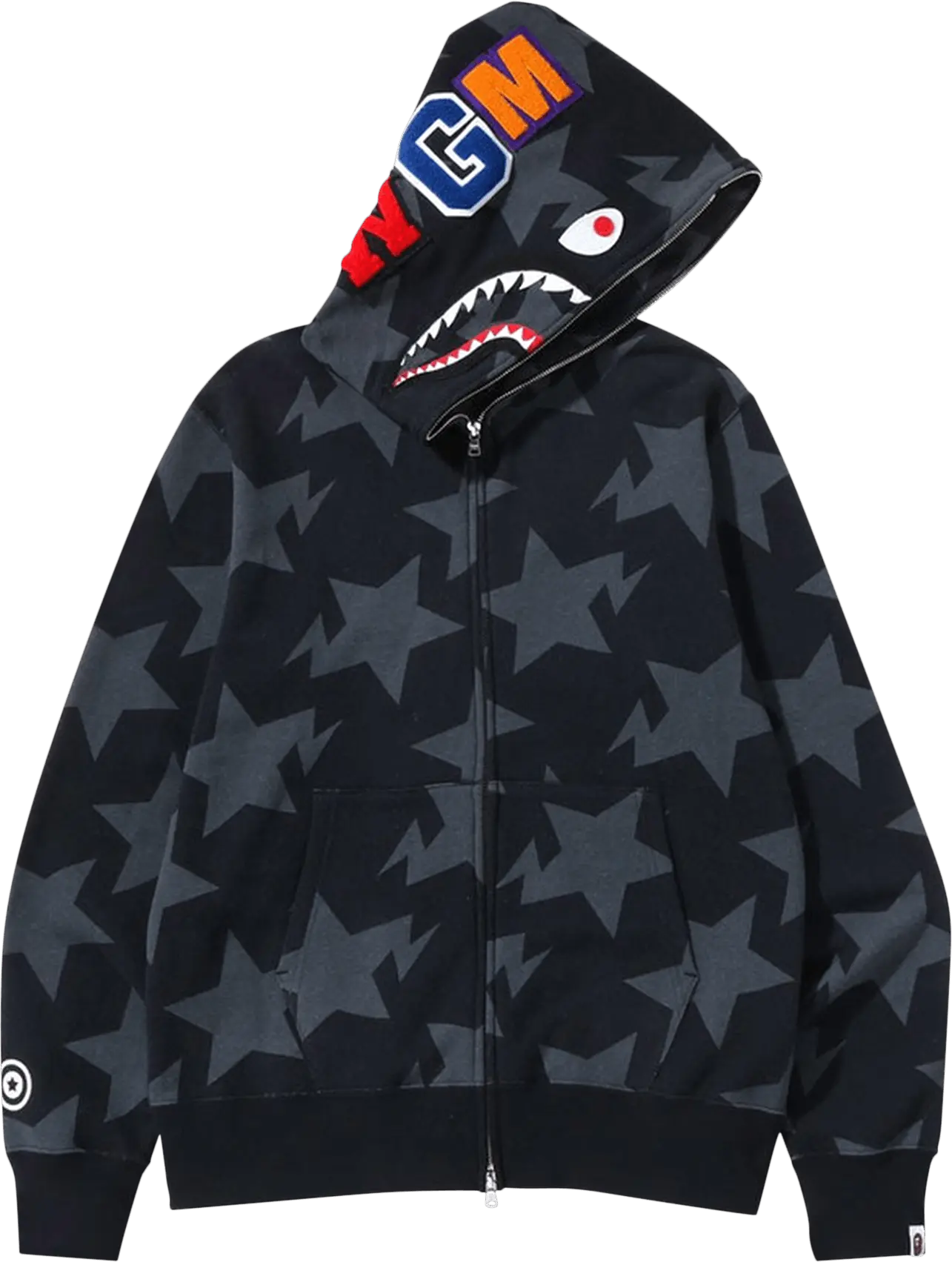  Bape BAPE Sta Pattern Shark Full Zip Hoodie &#039;Black&#039;