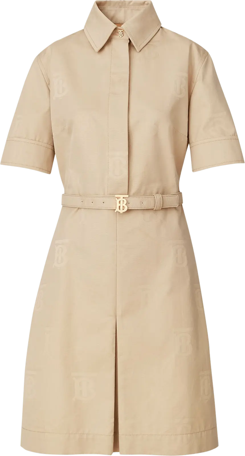  Burberry Short-Sleeve Monogram Motif Dress &#039;Soft Fawn&#039;