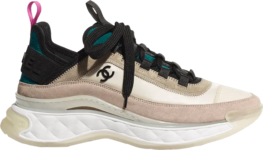  Chanel Wmns Velvet Calfskin &amp; Mixed Fibers Sneaker &#039;Beige Pink&#039;