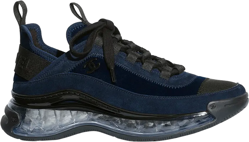  Chanel Wmns Velvet Calfskin Grosgrain Sneaker &#039;Navy Blue&#039;