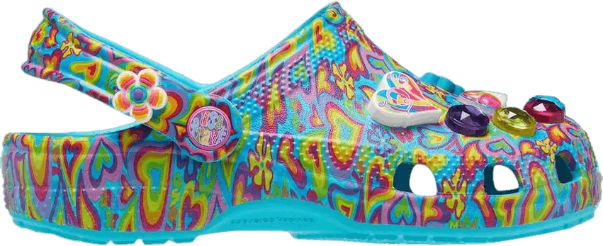  Crocs Lisa Frank x Classic Clog Kids &#039;Digital Aqua Multi Hearts&#039;