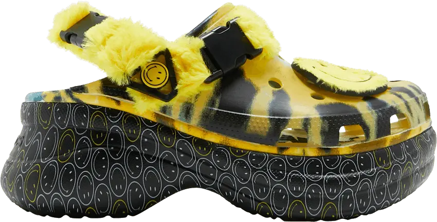  Crocs Wmns Classic Bae Buckle Translucent Clog &#039;Tie Dye Smiley&#039;