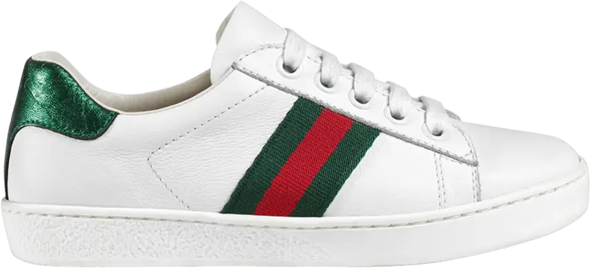  Gucci Ace Leather Kids &#039;White Green Red&#039;