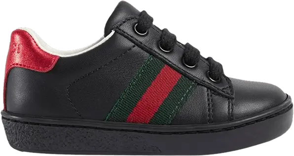  Gucci Ace Leather Toddler &#039;Black&#039;