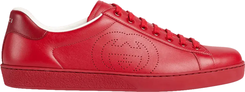  Gucci Ace Perforated Interlocking G Red