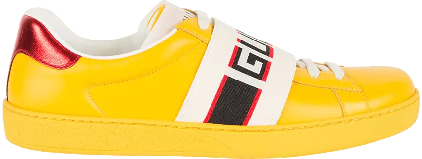  Gucci Ace Stripe Leather &#039;Yellow&#039;