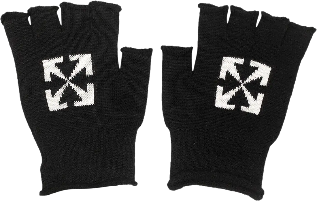  Off-White Fingerless Logo Gloves &#039;Black&#039;