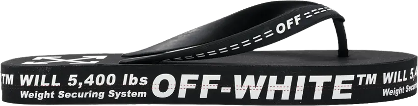  Off-White Flip Flops &#039;Typographic Logo - Black&#039;