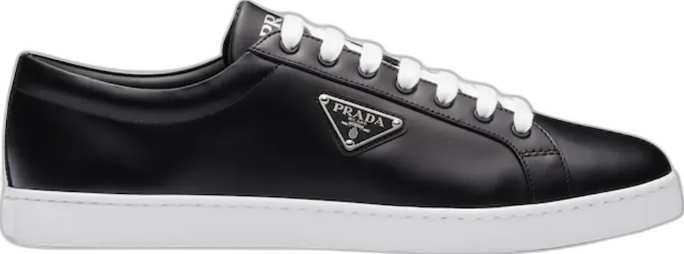  Prada Brushed Sneakers Leather Black Black White