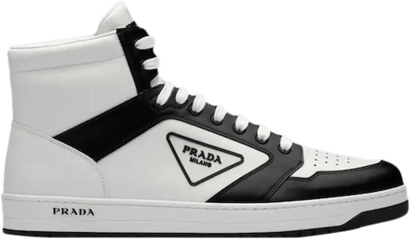 Prada District Leather Sneaker High &#039;White Black&#039;