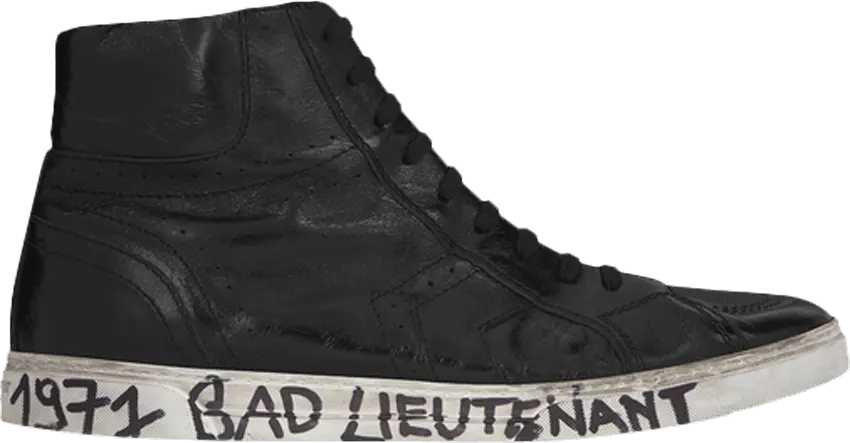 Saint Laurent Joe Mid Top Sneaker &#039;Black Worn Moroder Leather&#039;