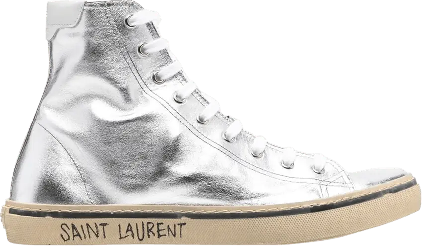  Saint Laurent Malibu Mid &#039;Metallic Silver&#039;