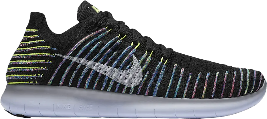  Nike Free RN Flyknit Black/White-Volt-Blue Lagoon