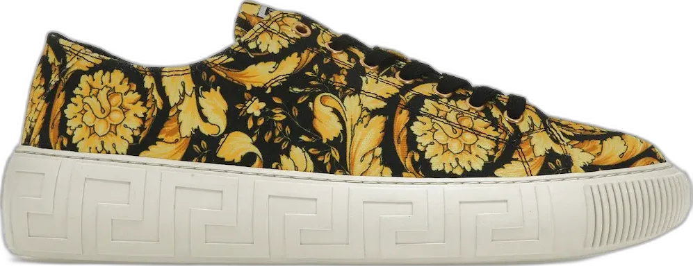 Versace Greca Barocco Print Low Top Yellow Black White