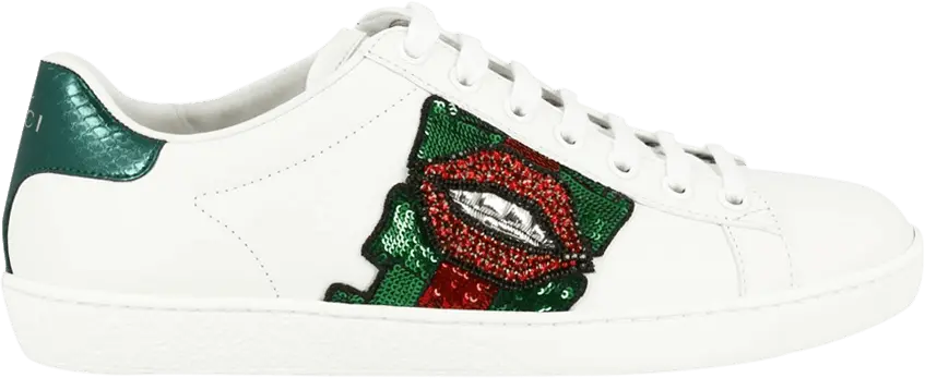  Gucci Wmns Ace Low &#039;Lips Sequin - White&#039;