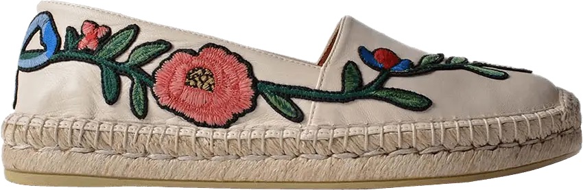  Gucci Wmns Embroidered Espadrille &#039;White Floral&#039;