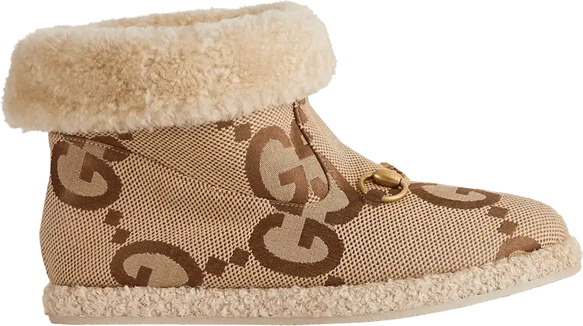  Gucci Wmns GG Ankle Boot &#039;Horsebit - Beige&#039;