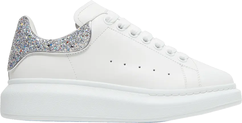  Alexander Mcqueen Alexander McQueen Wmns Oversized Sneaker &#039;White Silver Glitter&#039;