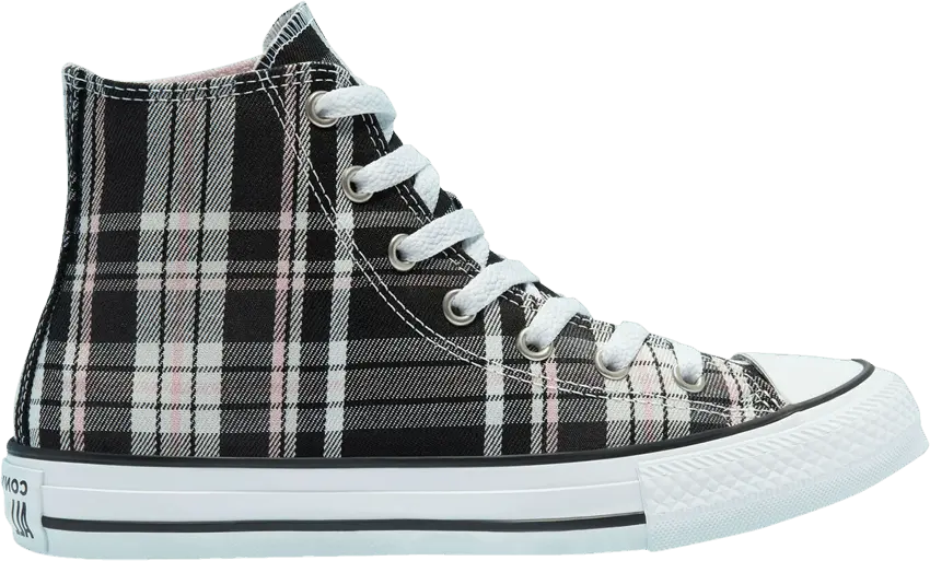  Converse Chuck Taylor All Star High GS &#039;Mix and Match - Black Pink Plaid&#039;