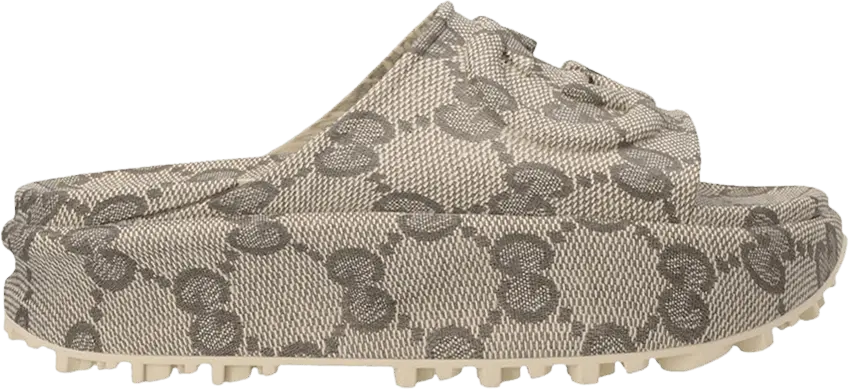  Gucci Wmns GG Oversize Slide Sandal &#039;Beige&#039;