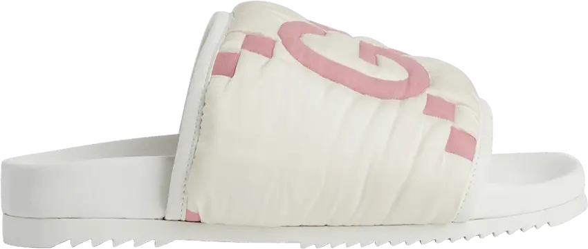  Gucci Wmns Maxi GG Slide Sandal &#039;White Pink Matelassé&#039;