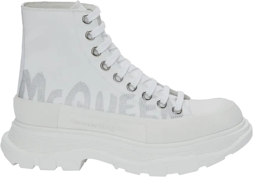  Alexander Mcqueen Alexander McQueen Wmns Tread Slick Boots &#039;White Silver&#039;