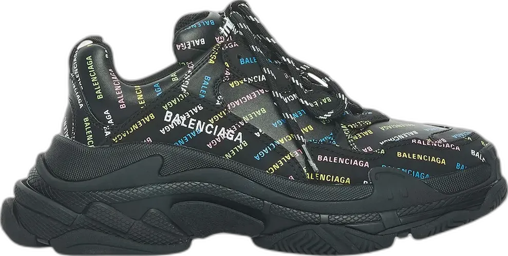  Balenciaga Triple S AllOver Logo Black Multicolor