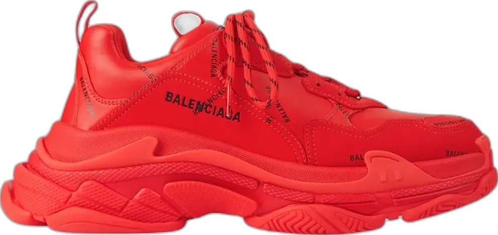  Balenciaga Triple S Allover Logo Red (Women&#039;s)