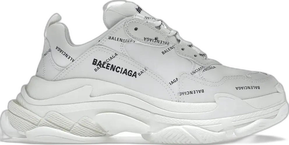  Balenciaga Triple S Allover Logo White (Women&#039;s)