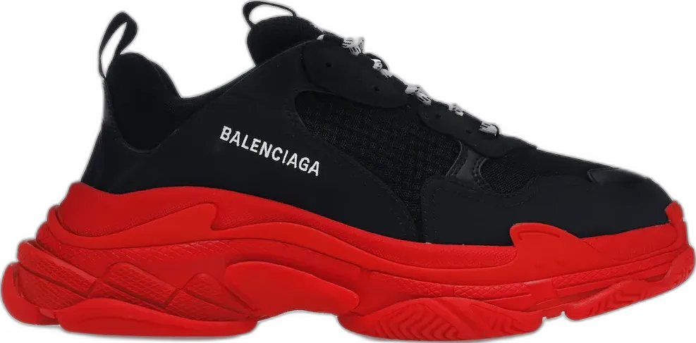  Balenciaga Triple S Black Red Sole